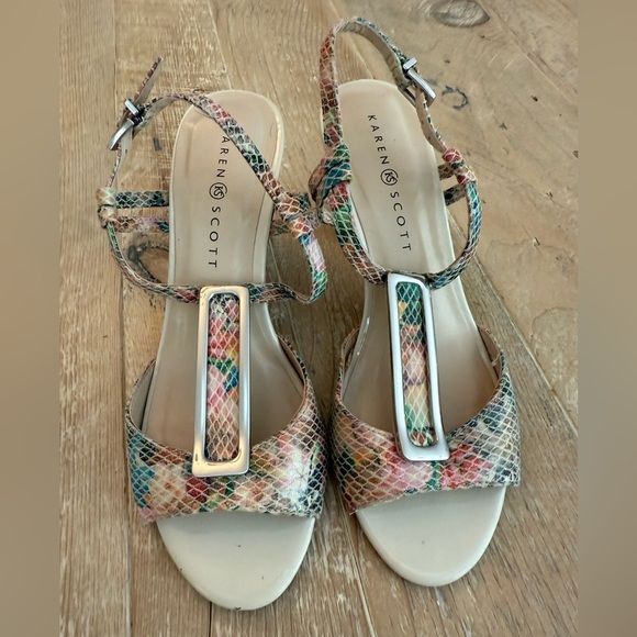 Karen Scott LORAH Colorful Ankle Strap Open Toe Heels 7M - Picture 4 of 7